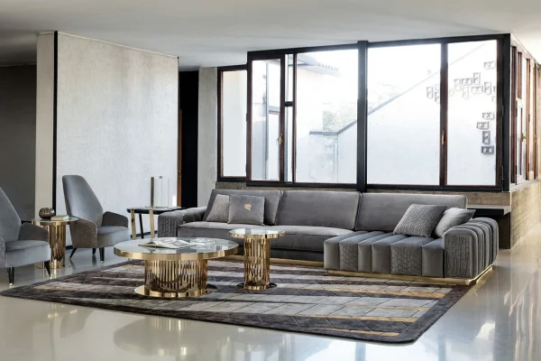 European Modular Velvet Sofa QMY-SF043 - Bespoke Modern Velvet Sofa Manufacturer Deliver to Door Service