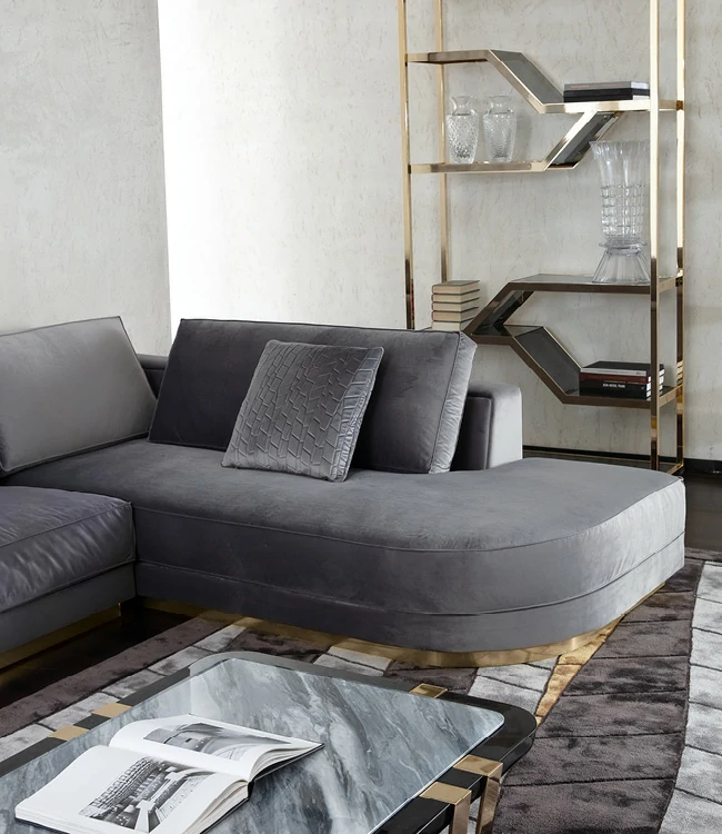 European Modular Velvet Sofa QMY-SF043 - Bespoke Modern Velvet Sofa Manufacturer Deliver to Door Service - Image 3