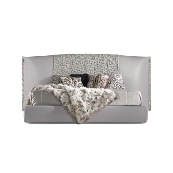 Luxury Bespoke Beds with Textured Upholstered Wing Headboard