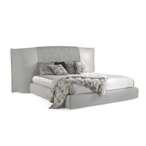 Luxury Bespoke Beds with Textured Upholstered Wing Headboard