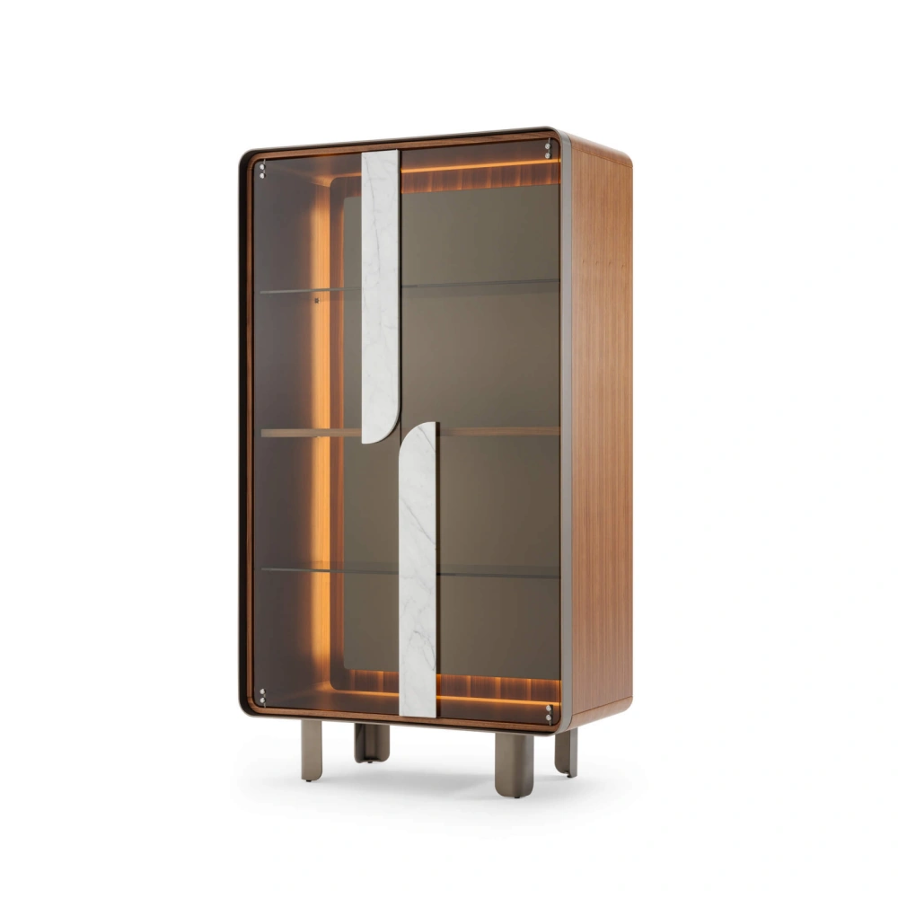 Luxury Bespoke Display Cabinet with Marble-Accent Glass Door