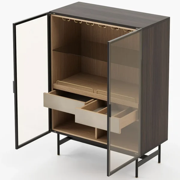 Luxury Bespoke Wine Display Cabinet with Smoked Glass Doors