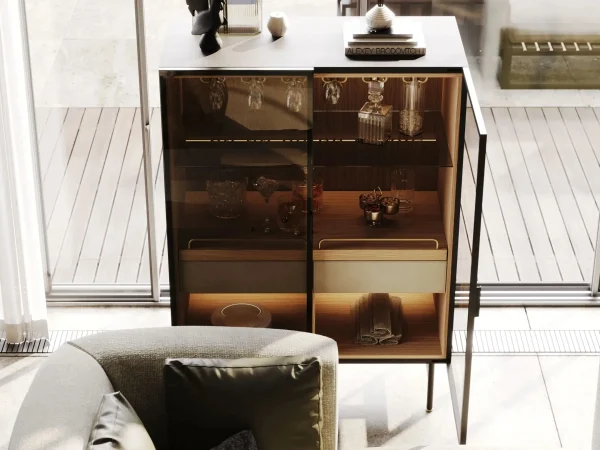 Luxury Bespoke Wine Display Cabinet with Smoked Glass Doors