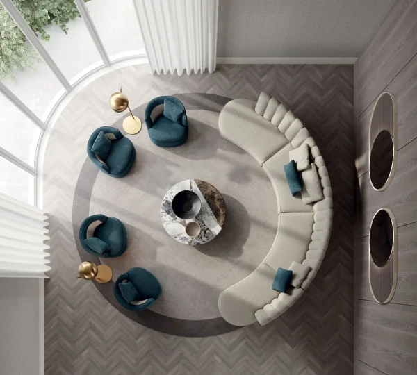 Modern Curved Sofa QMY-SF029 - Bespoke Curved Sofa Factory-Direct