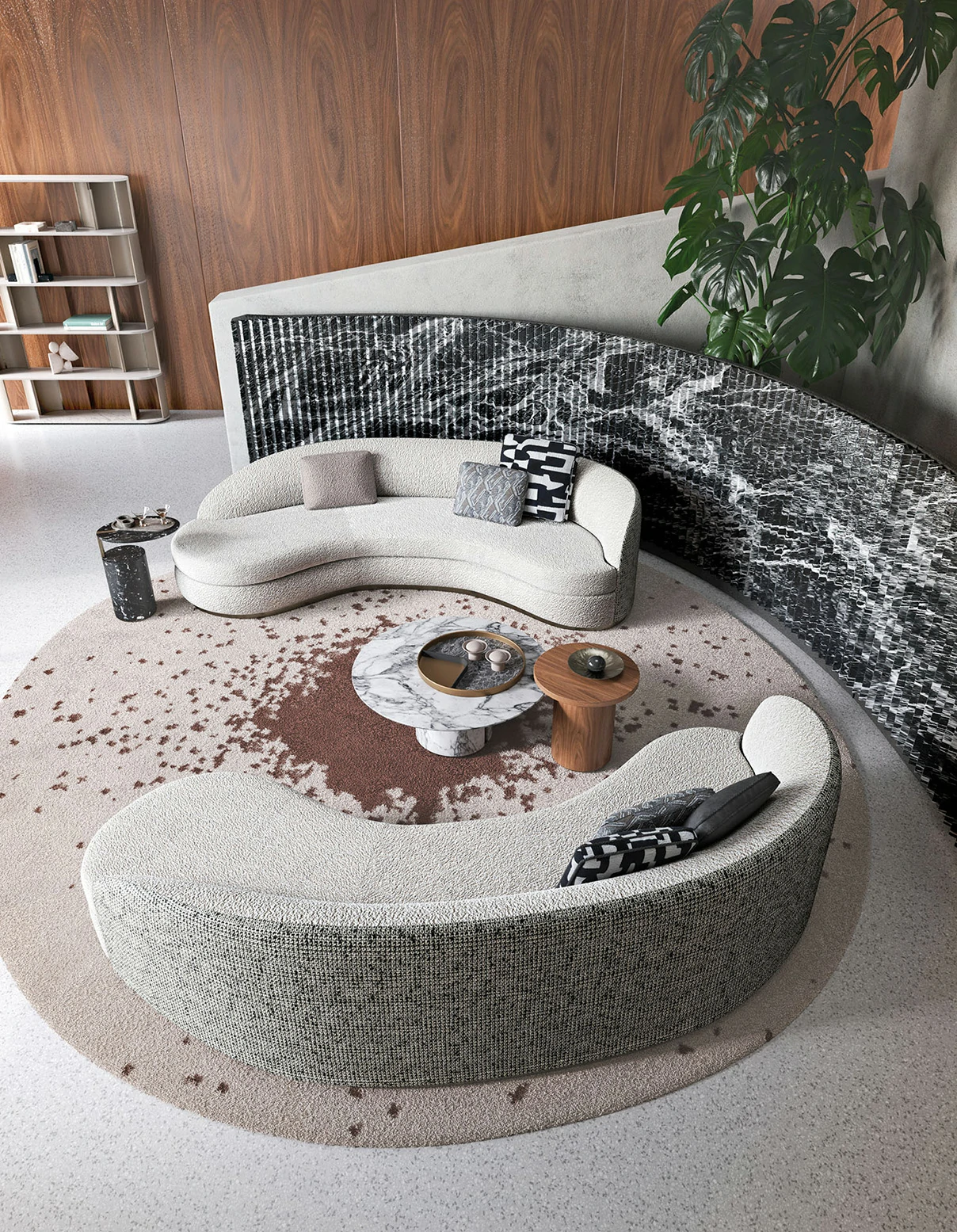 Modern Luxury Velvet Fabric Sectional Sofa QMY-SF046 - Custom Curve Velvet Sofa Factory Supply - Image 3