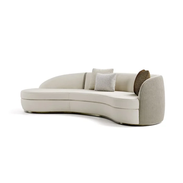 Modern Luxury Velvet Fabric Sectional Sofa QMY-SF046 - Custom Curve Velvet Sofa Factory Supply