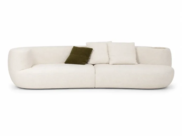 Modern White Curved Fabric Sofa QMY-SF026 - Custom Length Sofa Manufacturer, Support Direct to Customers Supply