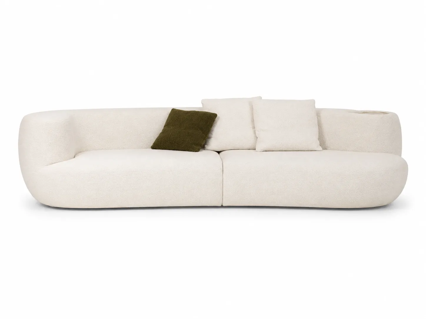Modern White Curved Fabric Sofa QMY-SF026 - Custom Length Sofa Manufacturer, Support Direct to Customers Supply