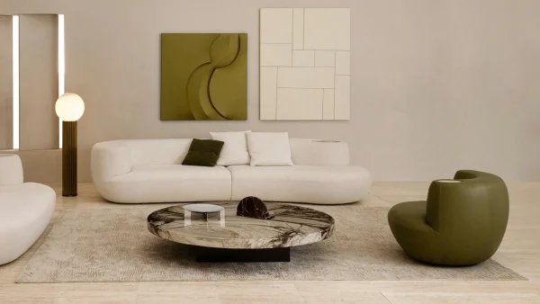 Modern White Curved Fabric Sofa QMY-SF026 - Custom Length Sofa Manufacturer, Support Direct to Customers Supply