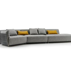 Modular Grey and White Fabric Sectional Sofa QMY-SF027 - Custom Sectional Factory with the Mode of Manufacturer to Consumer