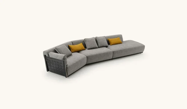 Modular Grey and White Fabric Sectional Sofa QMY-SF027 - Custom Sectional Factory with the Mode of Manufacturer to Consumer