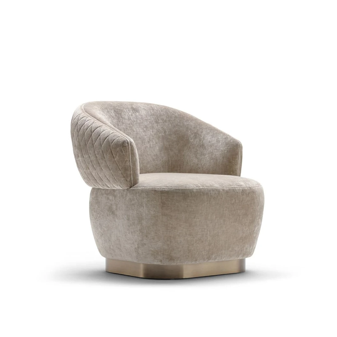 Tailor-Made Accent Round Chair with Curved Upholstered Back-1