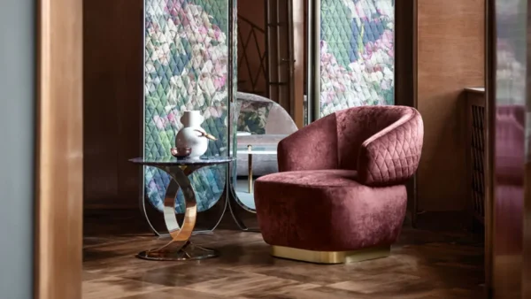 Tailor-Made Accent Round Chair with Curved Upholstered Back-3