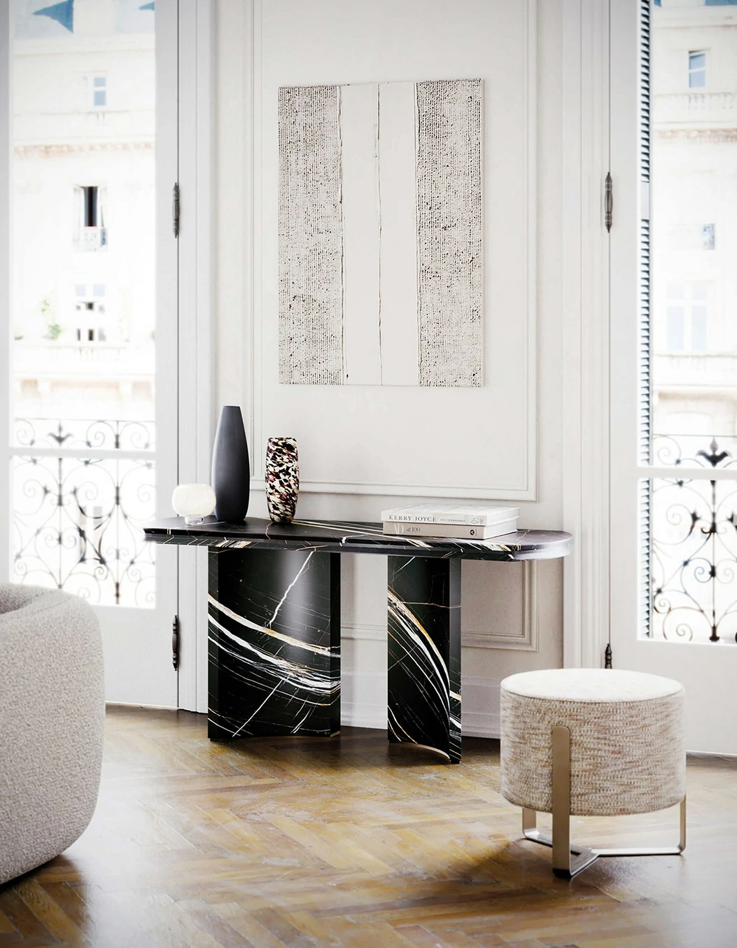 Black Marble Console Table QMY-CS014 - Custom Built Console Table Manufacturer Direct Supply - Image 5
