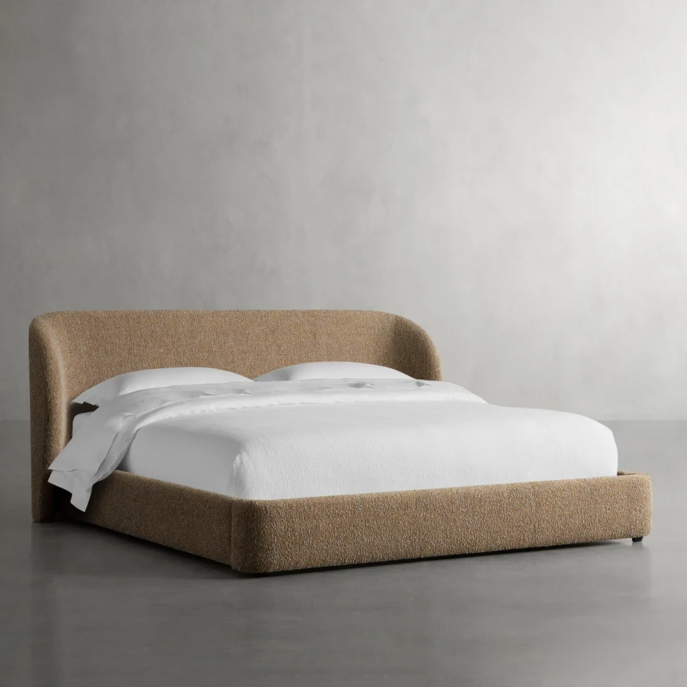 Curved Bouclé Fabric Bed Frame QMY-BE027 - Customized Bed, Novel Design — изображение 2