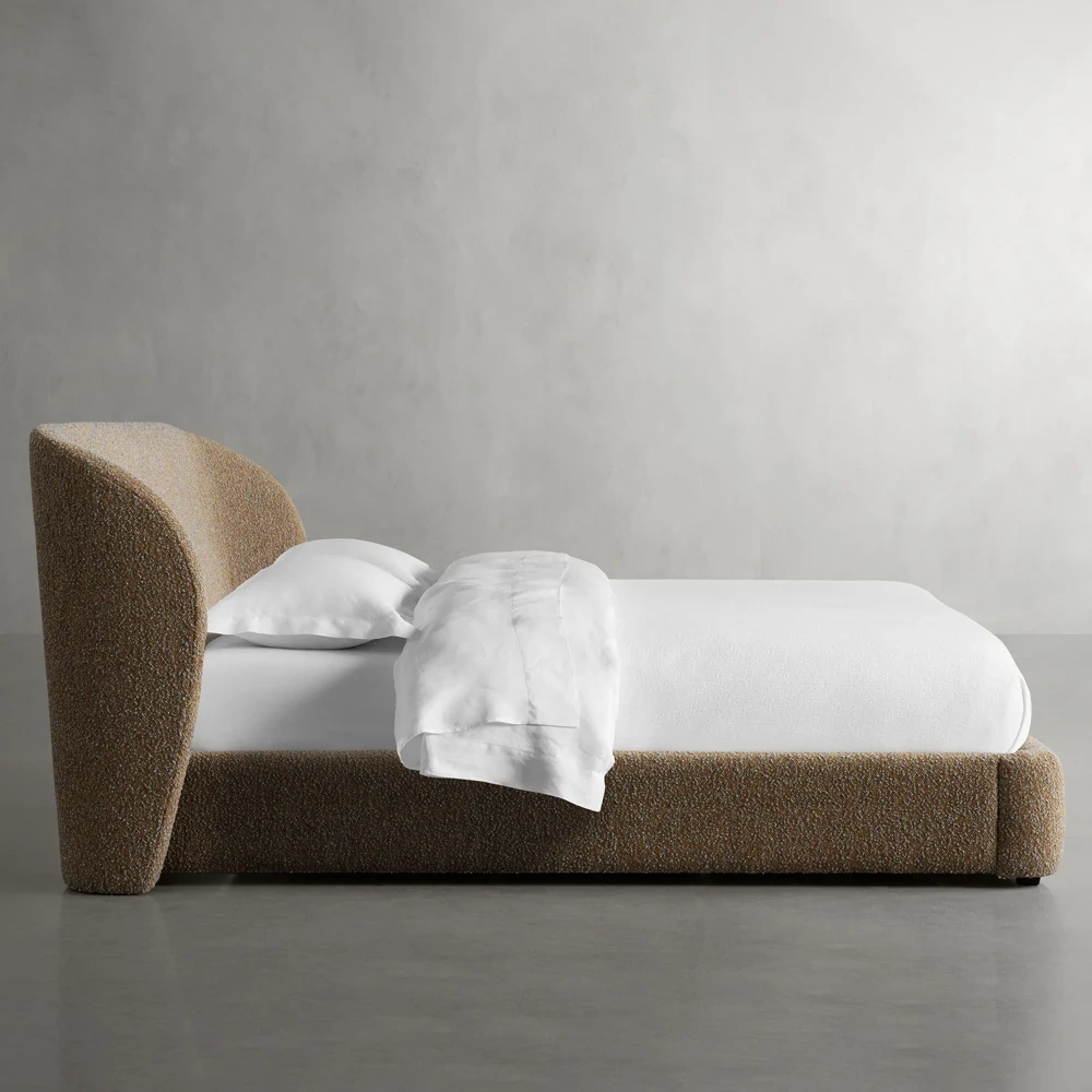 Curved Bouclé Fabric Bed Frame QMY-BE027 - Customized Bed, Novel Design — изображение 3
