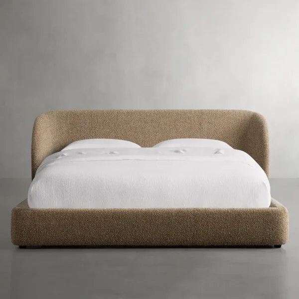 Curved Bouclé Fabric Bed Frame QMY-BE027 - Customized Bed, Novel Design