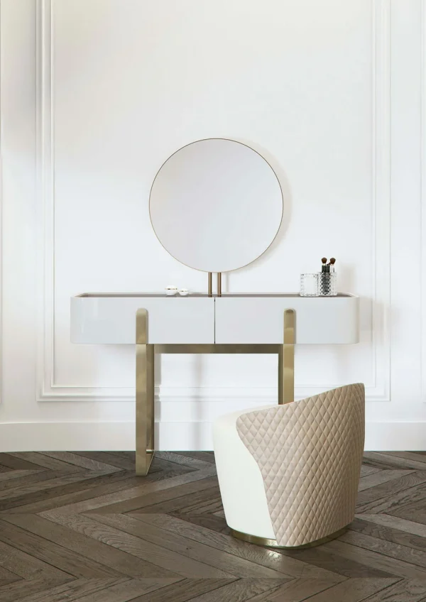 Designer Upholstered White Console Table QMY-CS016 Bespoke Dressing Console Table Factory Supply