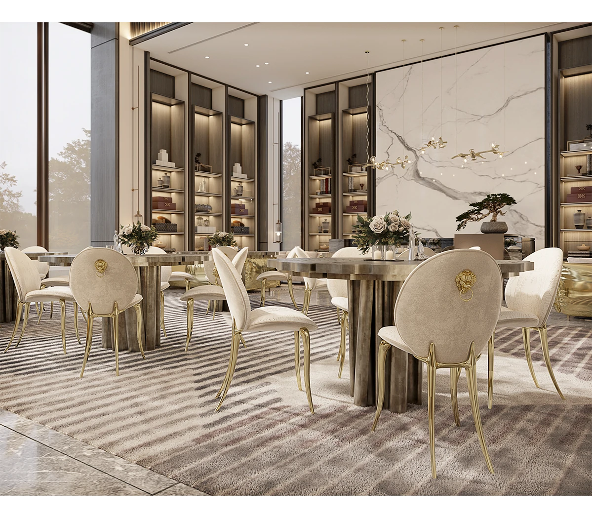 Elegant Copper Legs Velvet Dining Chairs QMY-DC030 - Custom Velvet Dining Chair Factory Direct Supply - 画像 (3)