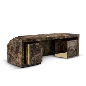 Golden Lapiaz Daylight Leather Office Desk QMY-WD007 - Bespoke Console Tables, Living Room Furniture Manufacturer Direct