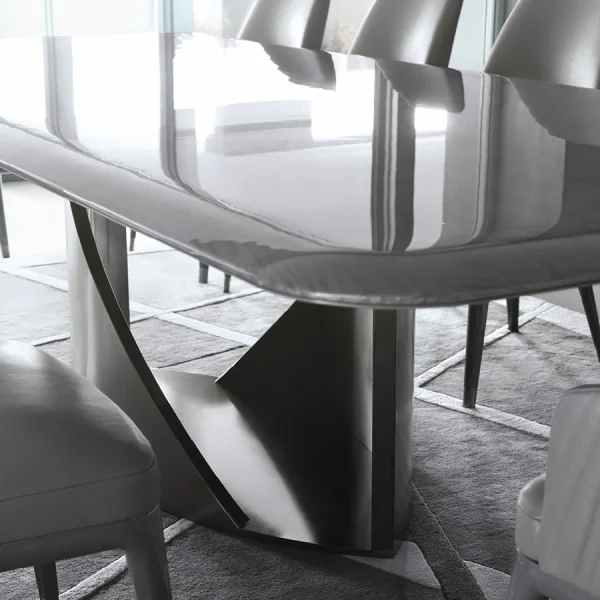 High-End Black Metal Dining Table QMY-DT023 - Custom Made Dining Room Table Manufacturer Direct Supply, Foshan, China
