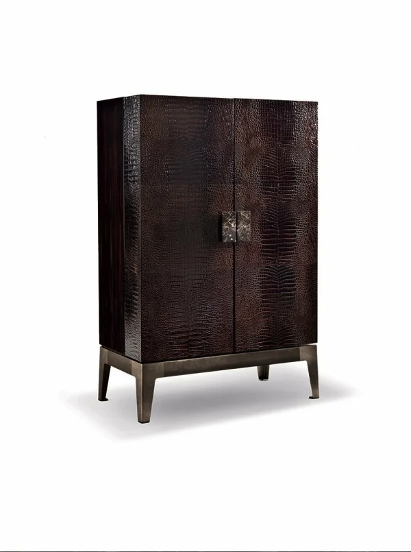 Italian Black Crocodile Wood Wine Cabinet QMY-WC010 - Custom Built Wine Cabinets Manufacturer Supply