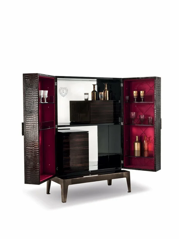 Italian Black Crocodile Wood Wine Cabinet QMY-WC010 - Custom Built Wine Cabinets Manufacturer Supply