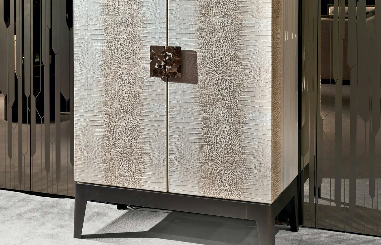 Italian Black Crocodile Wood Wine Cabinet QMY-WC010 - Custom Built Wine Cabinets Manufacturer Supply - Image 3
