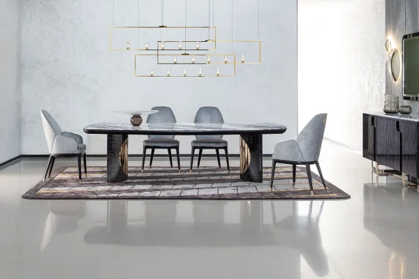 Italian High-End Marble-Top Dining Table QMY-DT025 - Custom Marble Dining Table Manufacturer Direct Supply