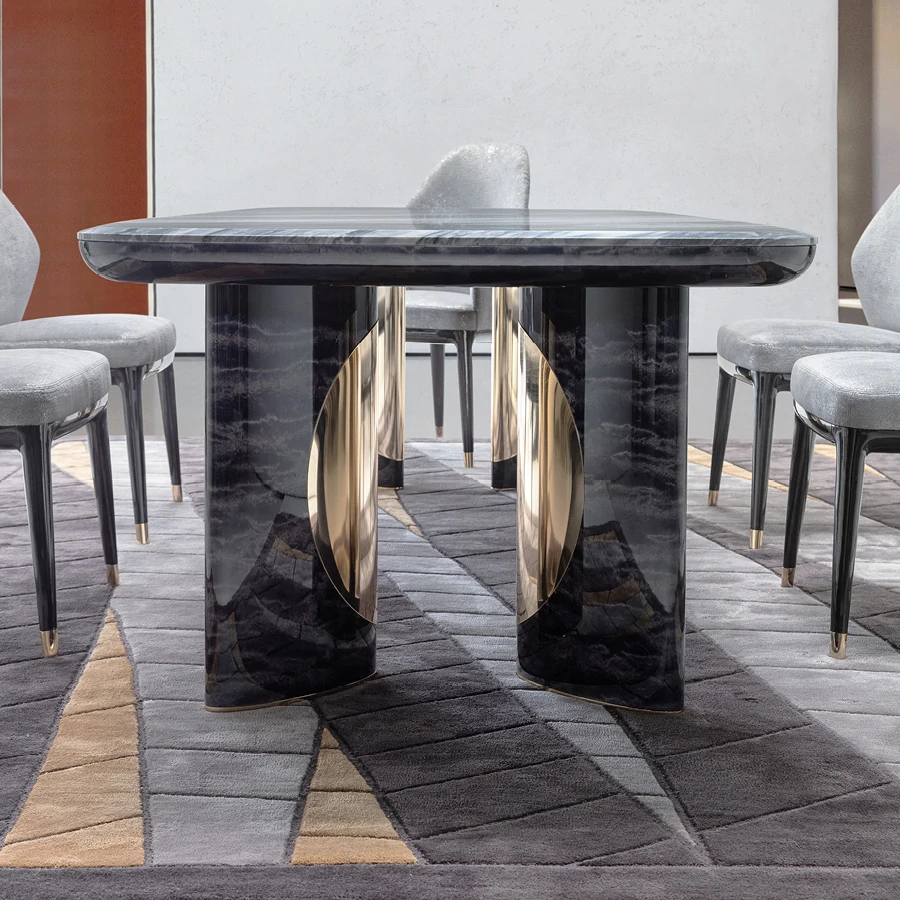Italian High-End Marble-Top Dining Table QMY-DT025 - Custom Marble Dining Table Manufacturer Direct Supply - Image 3