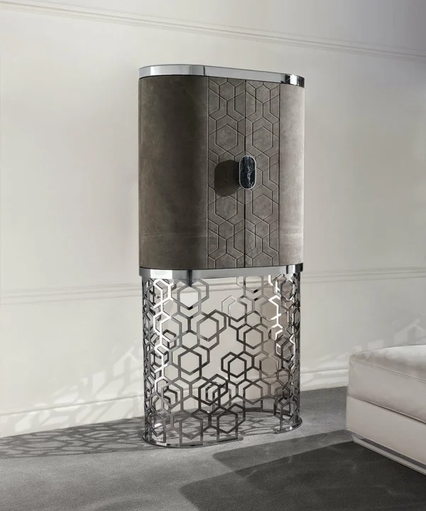 Italian Light Luxury Retro Custom Metal Wine Cabinet QMY-WC011 - Custom Wine Storage Cabinets Wholesale Supply and 1-MOQ Order