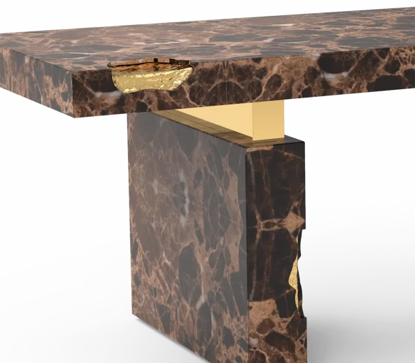 Italian Luxury Brown Marble Top Office Desk QMY-WD008 - Custom Made Office Desks with Luxury Marble Finishes
