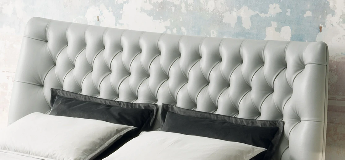 Italian Luxury Modern Rice White Leather Upholstered Bed QMY-BE028 - Custom Made King Bed Manufacturer — изображение 5