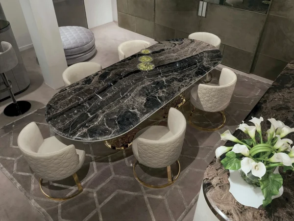 Italian Luxury Oval Dining Table QMY-DT003 - Custom Made Dining Room Tables Supplies in Bulk