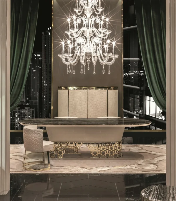 Italian Luxury Oval Dining Table QMY-DT003 - Custom Made Dining Room Tables Supplies in Bulk