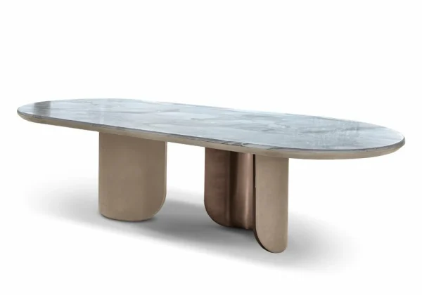 Italian Luxury Oval Marble Top Dining Table QMY-DT017 - Dining Table Custom Solution Supply