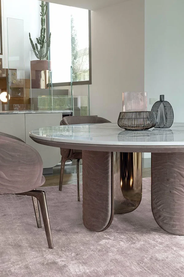 Italian Luxury Oval Marble Top Dining Table QMY-DT017 - Dining Table Custom Solution Supply