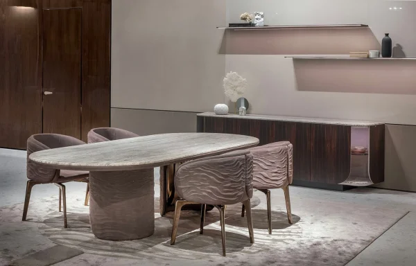 Italian Luxury Oval Marble Top Dining Table QMY-DT017 - Dining Table Custom Solution Supply