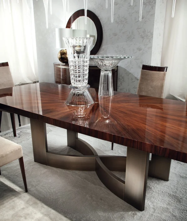 Italian Luxury Villa Dining Table QMY-DT026 - Custom Wood Dining Room Table Manufacturer Supply
