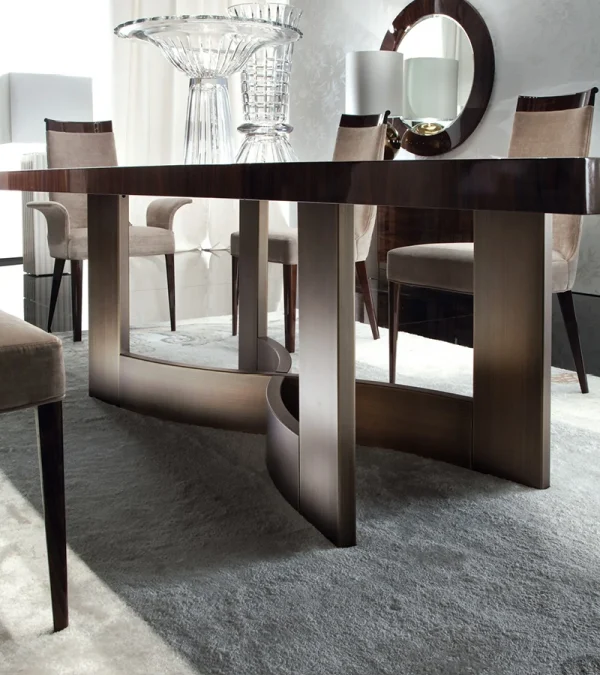 Italian Luxury Villa Dining Table QMY-DT026 - Custom Wood Dining Room Table Manufacturer Supply