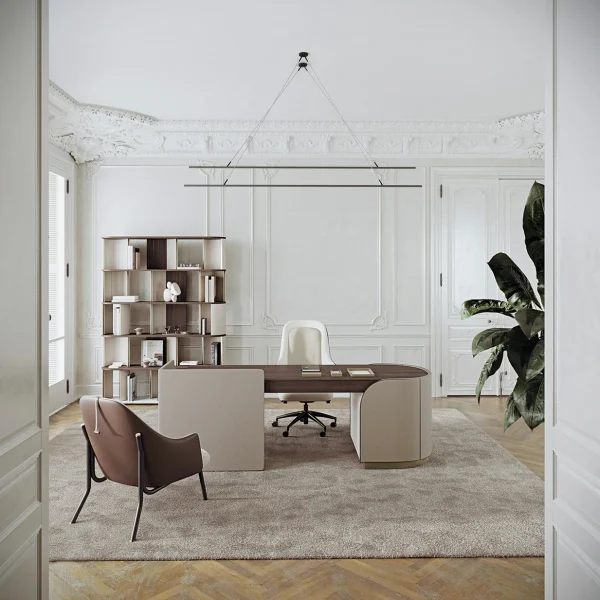 Italian Luxury Wood Desk QMY-WD010 - Custom Office Desks Manufacturer, Whole Home Office Solutions