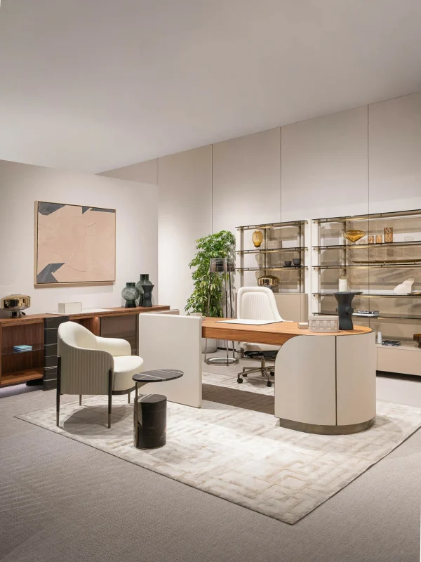 Italian Luxury Wood Desk QMY-WD010 - Custom Office Desks Manufacturer, Whole Home Office Solutions