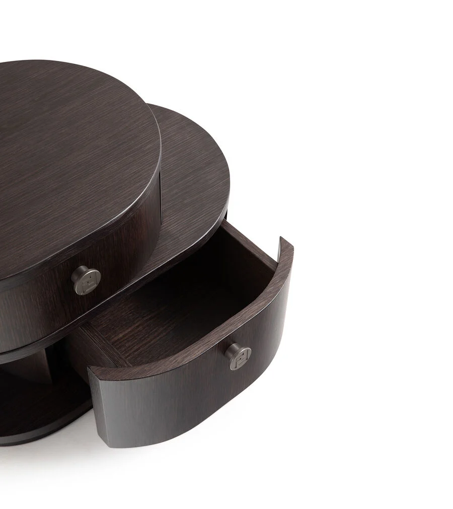 Italian Minimalist Modern Creative Solid Wood Oval Nightstand QMY-NS016 - Custom Bedside Night Table Low MOQ 1pcs - الصورة 3