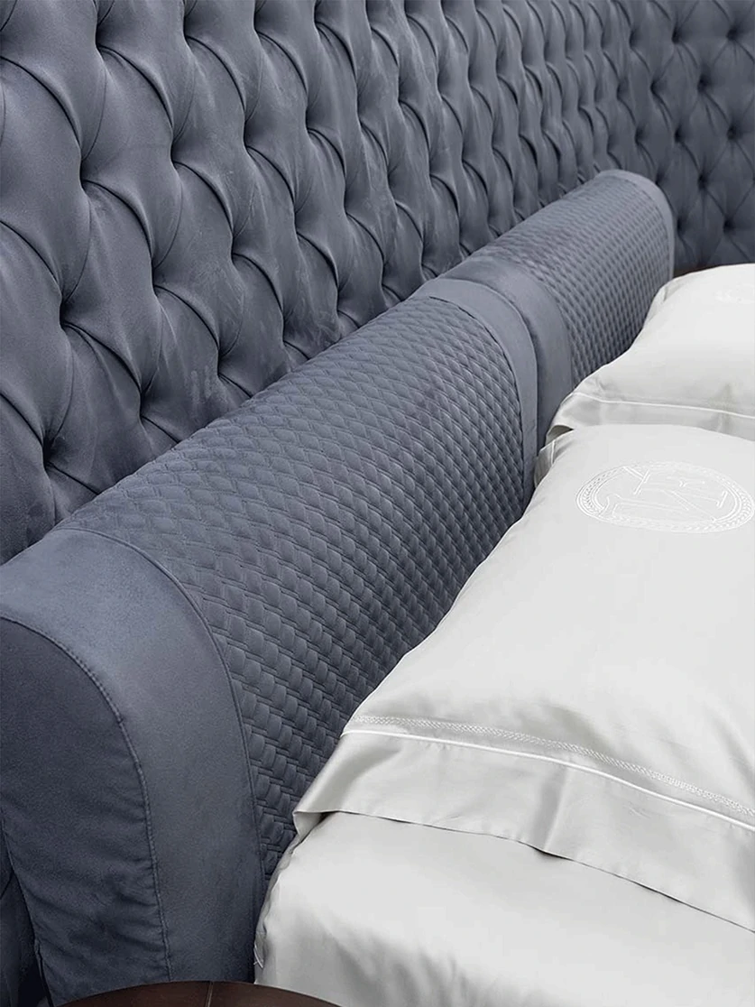 Italian Modern Luxury Solid Wood Frame Bed QMY-BE030 - Bespoke Made To Order Beds Supplier - الصورة 4