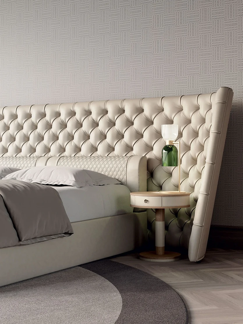 Italian Modern Luxury Solid Wood Frame Bed QMY-BE030 - Bespoke Made To Order Beds Supplier - الصورة 3
