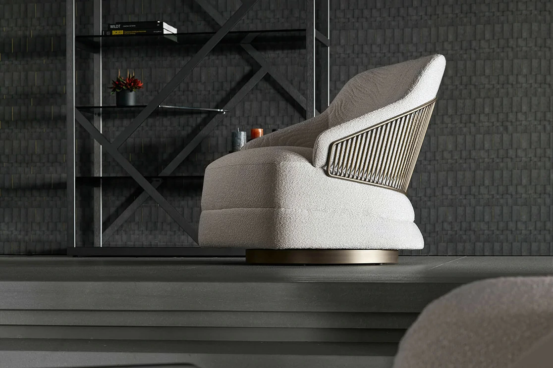 Italian Modern Single Lazy Chair Upholstered Fabric QMY-LC024 - Custom Modern Single Sofa Chair Factory Direct Supply — изображение 4