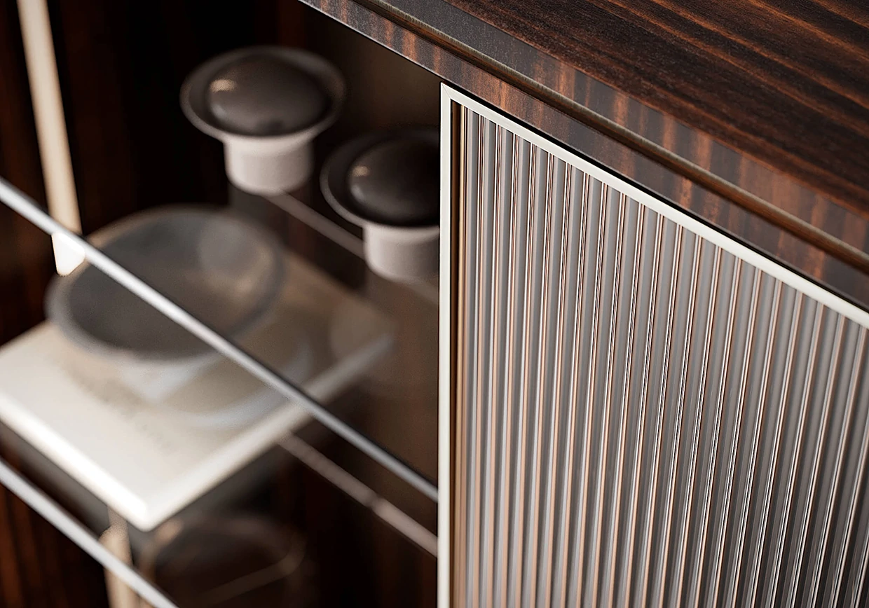 Italian-style Modern Wine Cabinet QMY-WC025 - Custom Wooden Wine Display Cabinet Manufacturer - Image 3