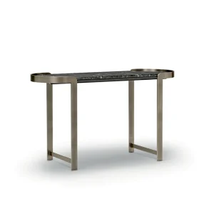 Luxury Curved Edge Black Marble Console Table QMY-CS024 - Bespoke Modern Black Console Table Manufacturer