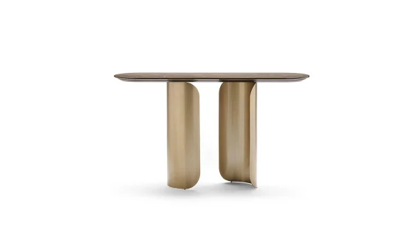 Luxury Cylinder Base Natural Marble Console Table QMY-CS023 - Custom Entryway Modern Console Table Supply