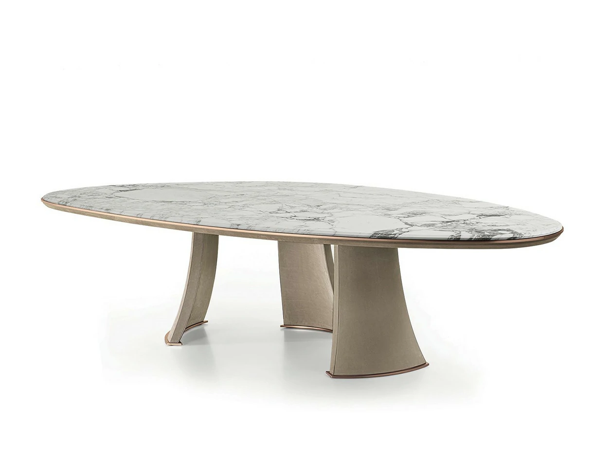 Luxury Design New Style Marble Top Round Dining Table QMY-DT019 - Custom Wood Dining Table Supply